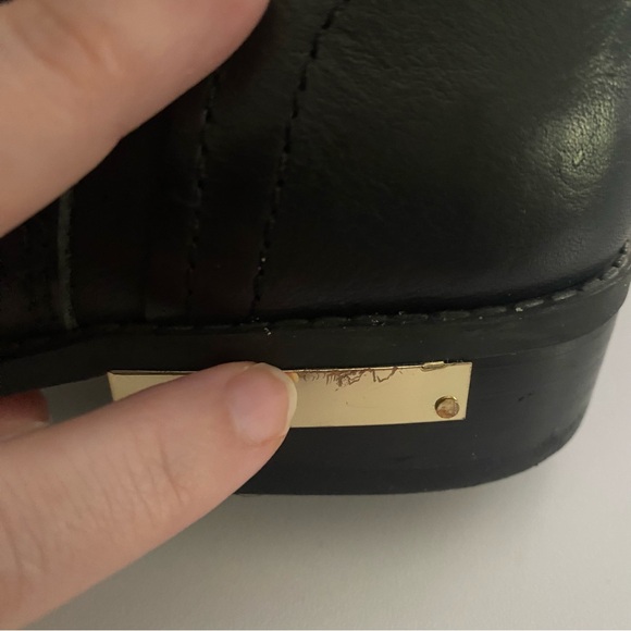 SOLD!!!  VINCE CAMUTO Tall Riding Boots Black Leather Gold Hardware Cowgirl - Picture 12 of 14